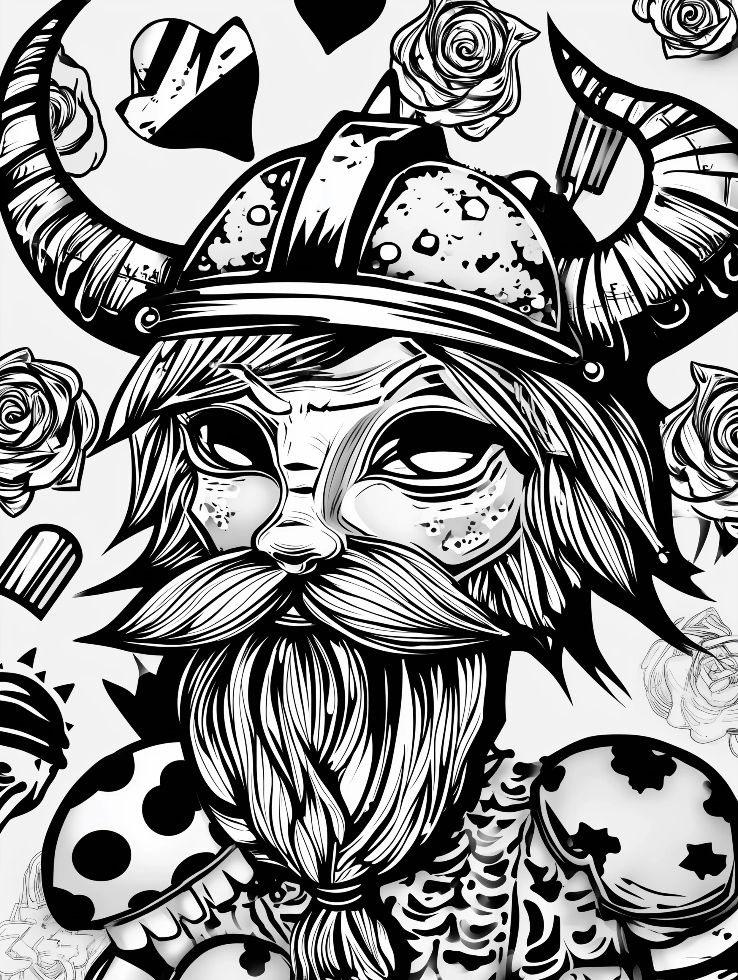 Free printable viking coloring page for adults featuring a viking wearing a horned helmet